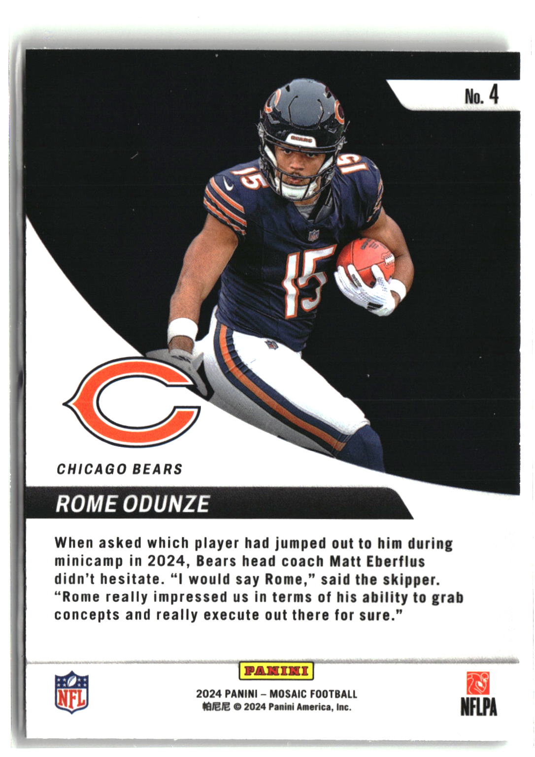 2024 Panini Mosaic #4 Rome Odunze Elevate-2