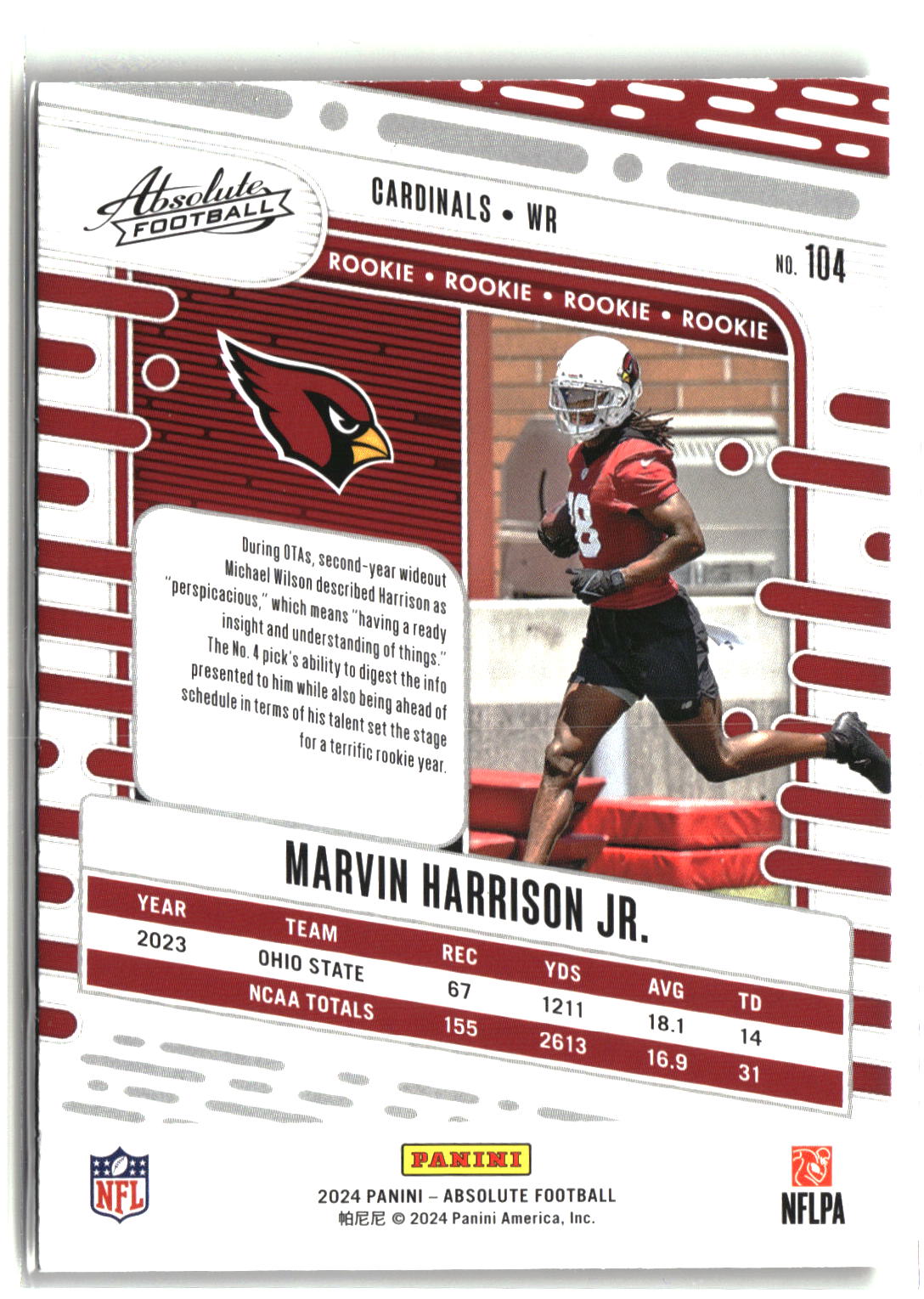 2024 Panini Absolute #104 Marvin Harrison Jr. Green-2