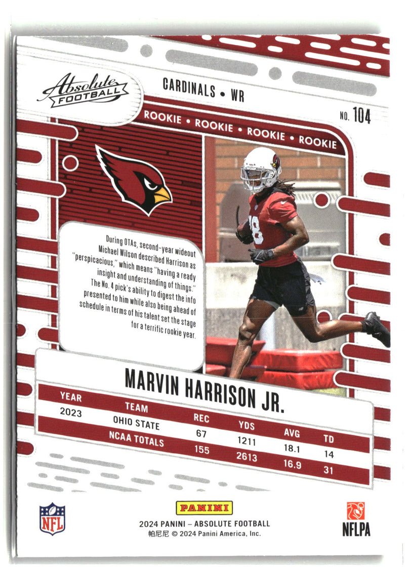 2024 Panini Absolute #104 Marvin Harrison Jr. Green-2