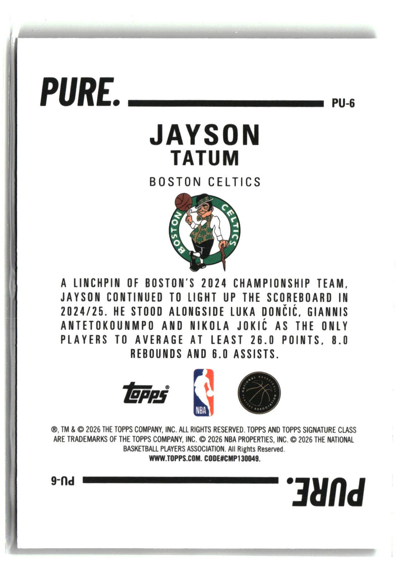 2025-26 Topps Signature Class #PU-6 Jayson Tatum Pure-2
