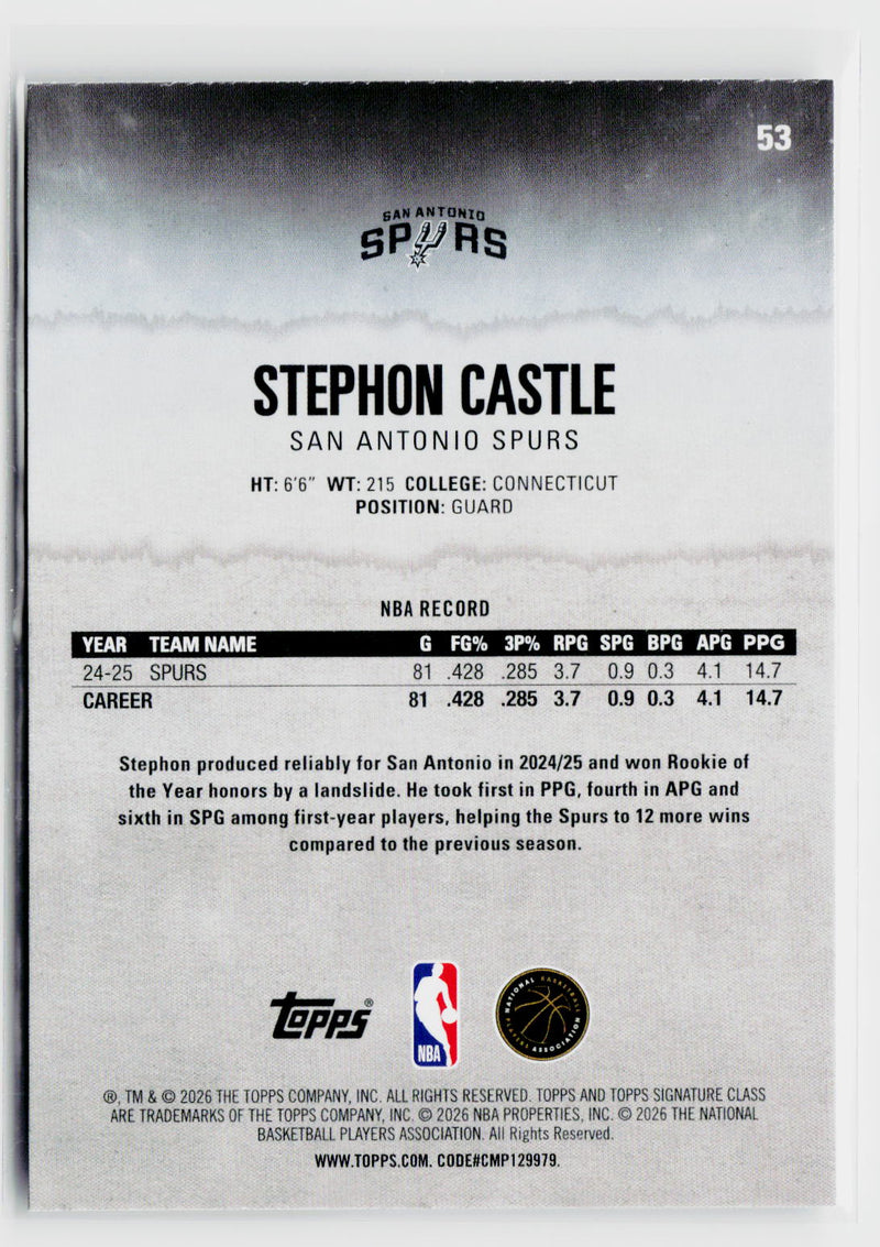 2025-26 Topps Signature Class #53 Stephon Castle-2