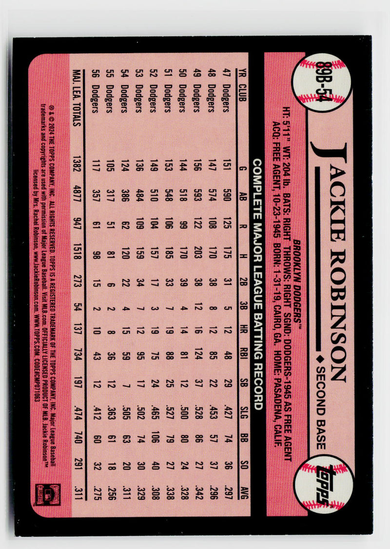 2024 Topps #89B-54 Jackie Robinson 1989 Topps Baseball 35th Series 1-2