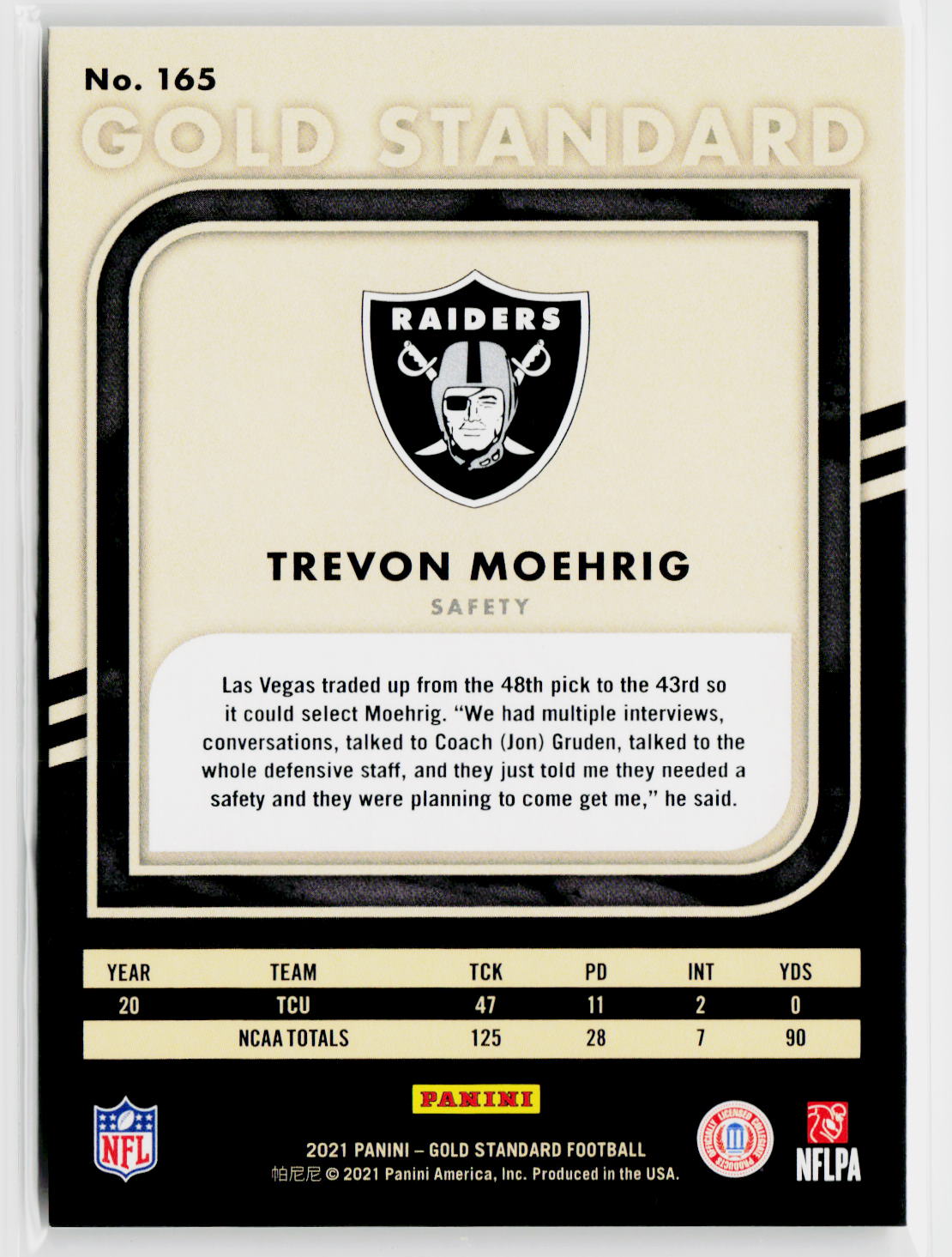 2021 Panini Gold Standard #165 Tre'von Moehrig #/99-2
