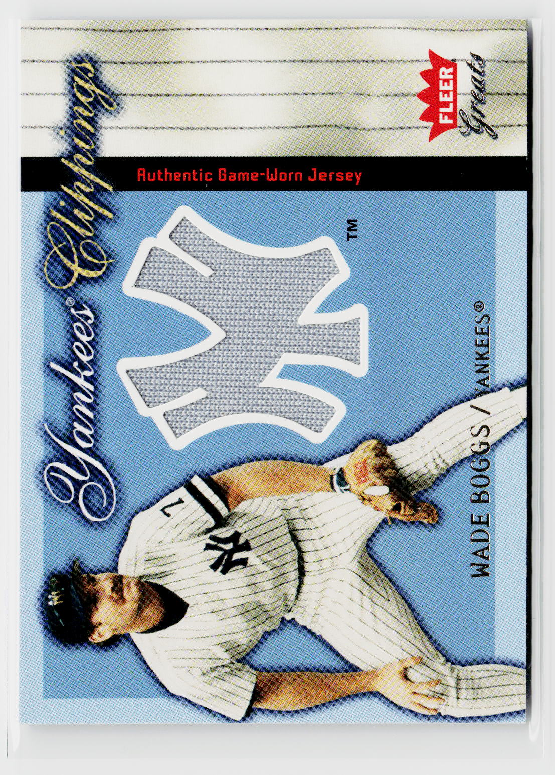 2004 Fleer Greats of the Game #YC-WB Wade Boggs Yankees Clippings-1