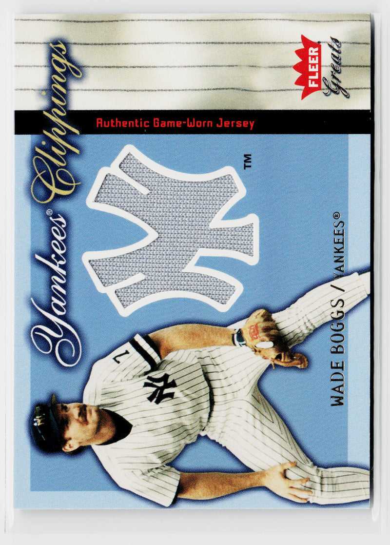 2004 Fleer Greats of the Game #YC-WB Wade Boggs Yankees Clippings-1