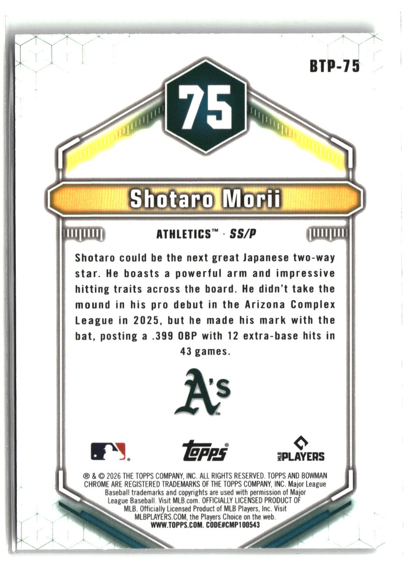 2026 Bowman #BTP-75 Shotaro Morii Bowman Scouts' Top 100-2