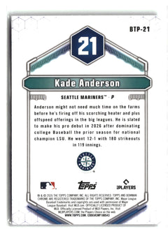 2026 Bowman #BTP-21 Kade Anderson Bowman Scouts' Top 100-2