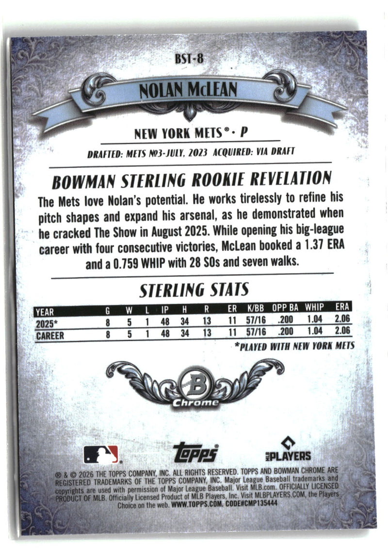 2026 Bowman #BST-8 Nolan McLean Bowman Sterling-2