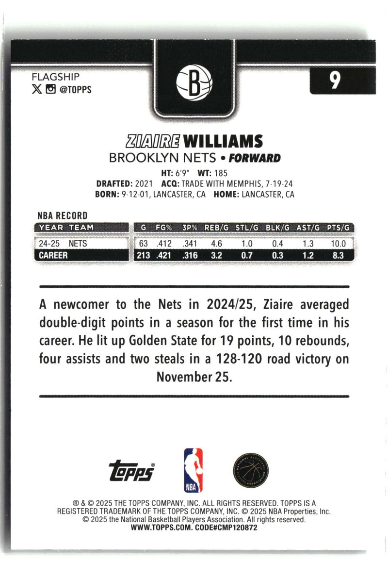 2025-26 Topps #9 Ziaire Williams Crackleboard-2