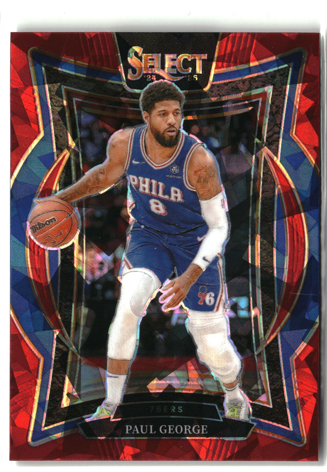 2024-25 Panini Select #37 Paul George Red Cracked Ice Prizm