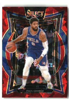 2024-25 Panini Select #37 Paul George Red Cracked Ice Prizm-1