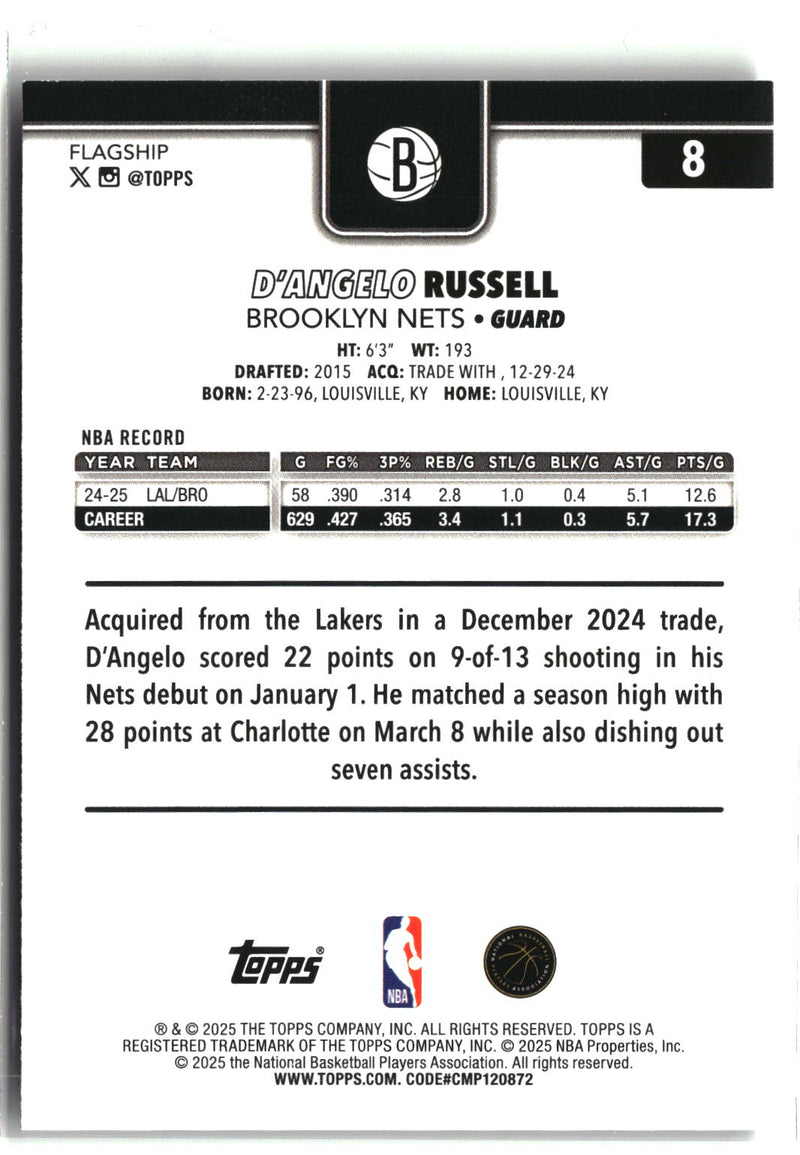 2025-26 Topps #8 D'Angelo Russell Rainbow Foilboard-2