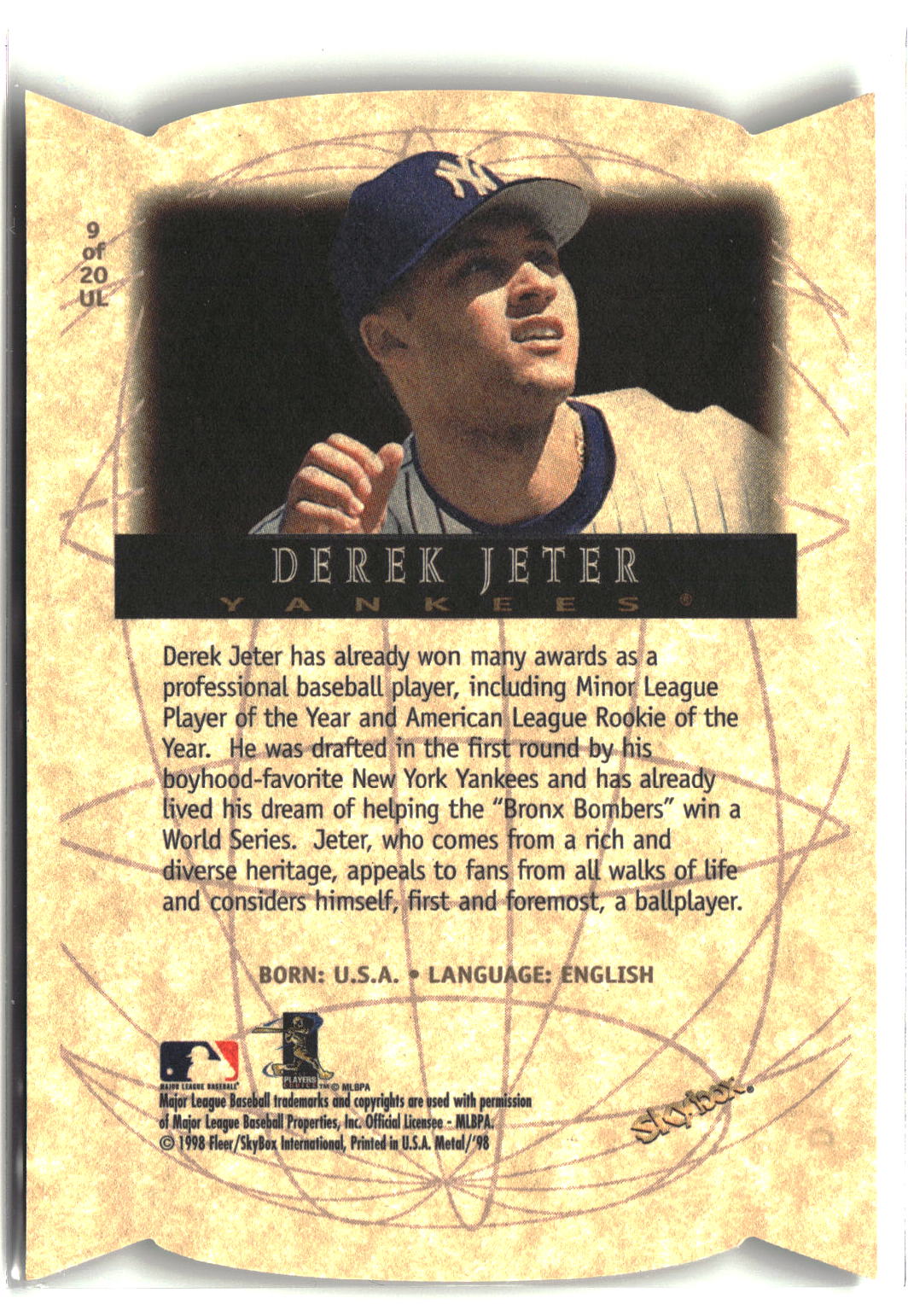 1998 Metal Universe #9 UL Derek Jeter Universal Language-2
