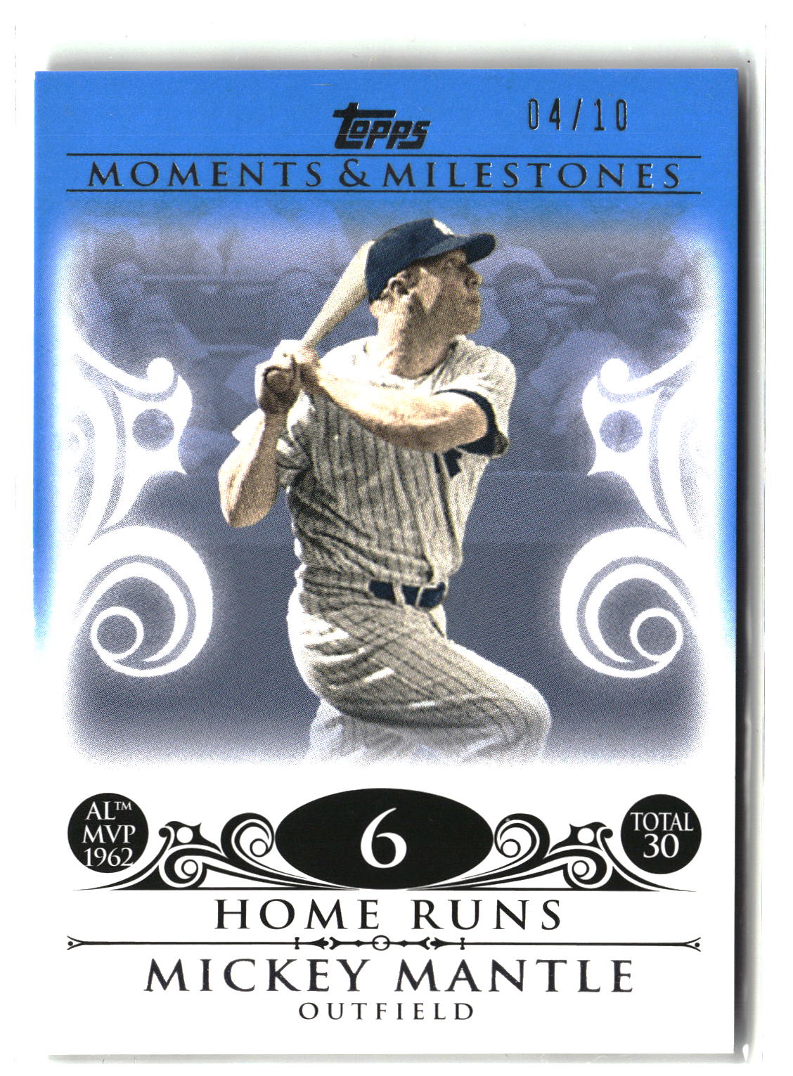 2008 Topps Moments & Milestones #5-6 Mickey Mantle Blue #/10-1