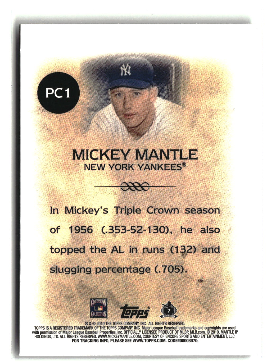 2010 Topps #PC1 Mickey Mantle Legends Platinum Chrome-2