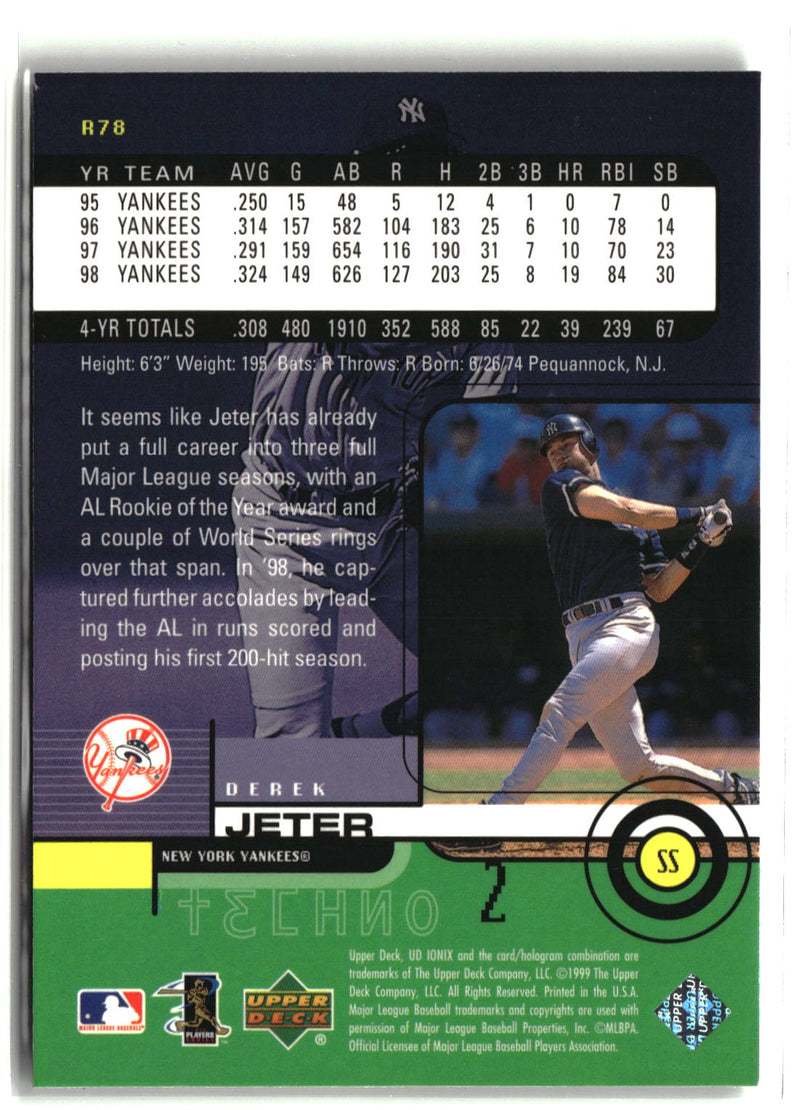 1999 UD Ionix #R78 Derek Jeter-2