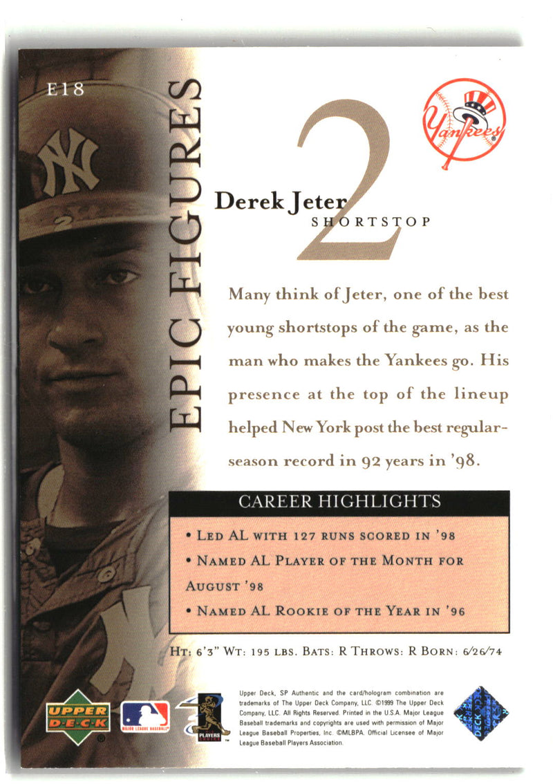 1999 SP Authentic #E18 Derek Jeter Epic Figures-2