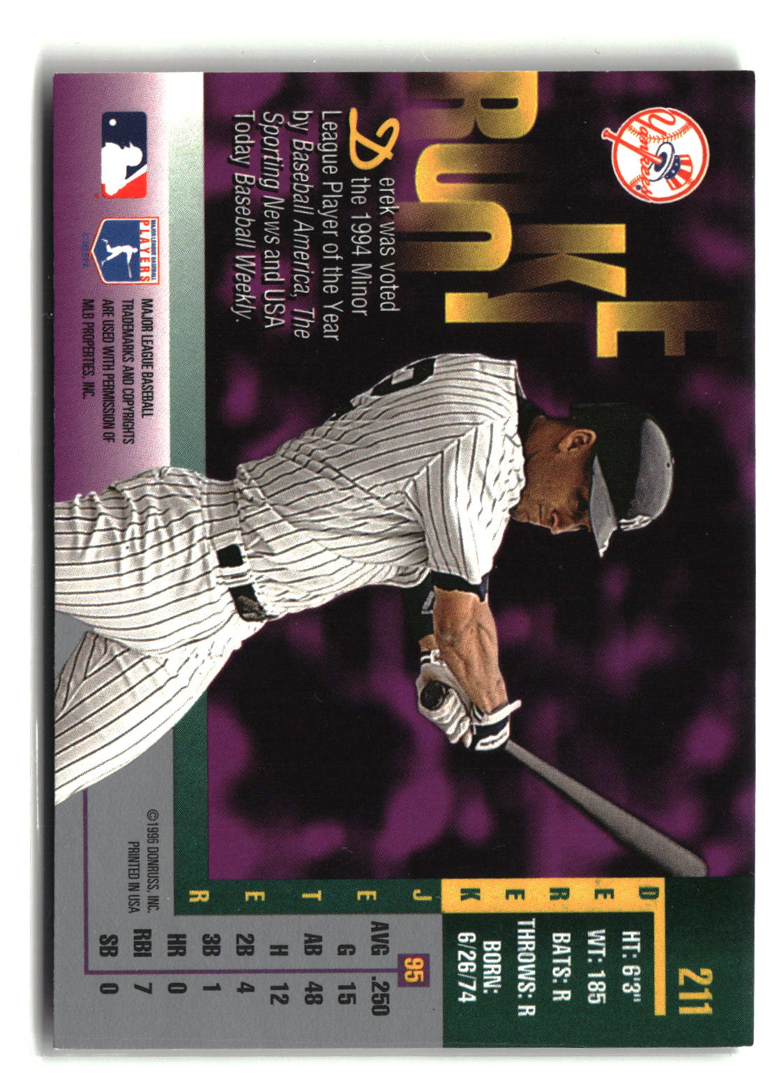 1996 Leaf #211 Derek Jeter-2