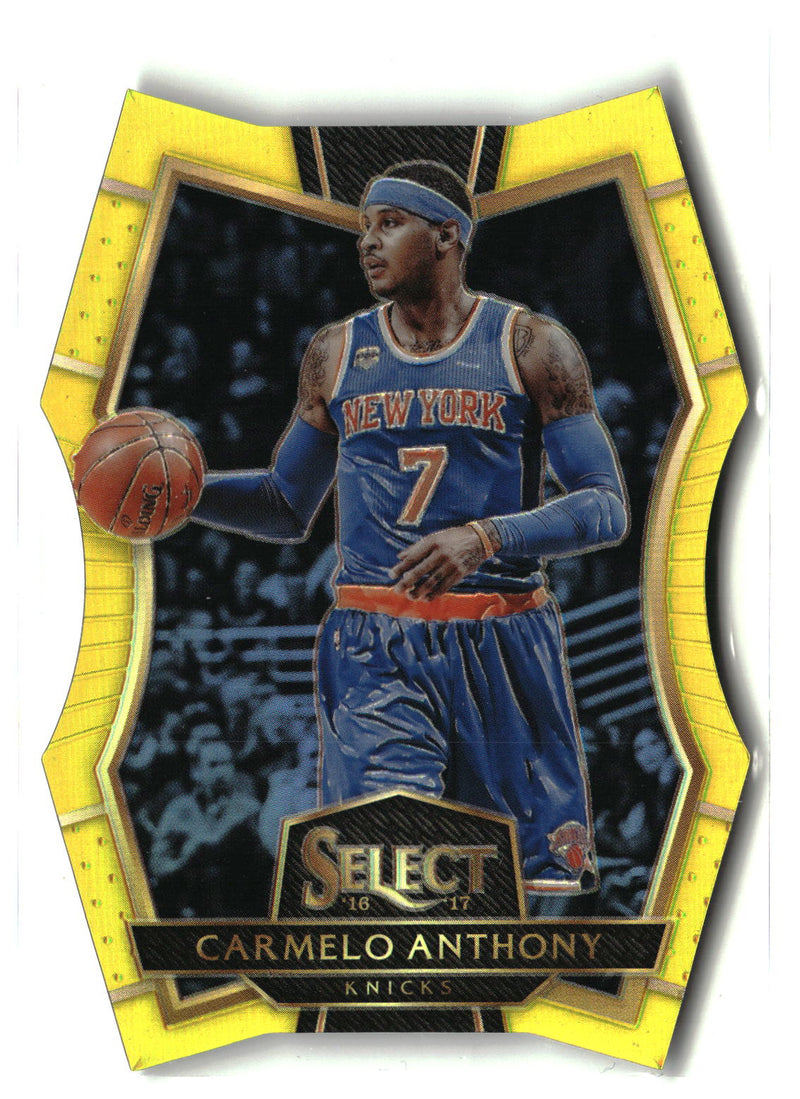 2016-17 Panini Select #142 Carmelo Anthony Neon Yellow Prizms Die Cut #/75-1