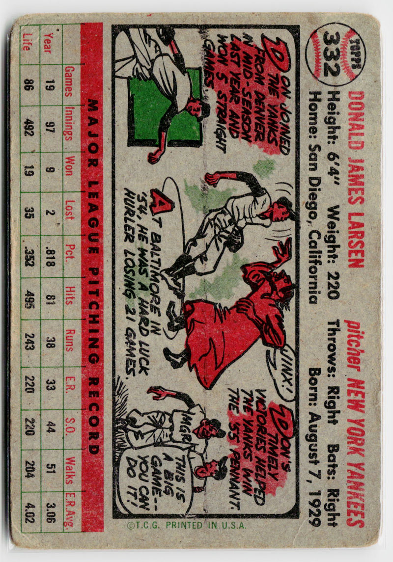 1956 Topps #332 Don Larsen-2