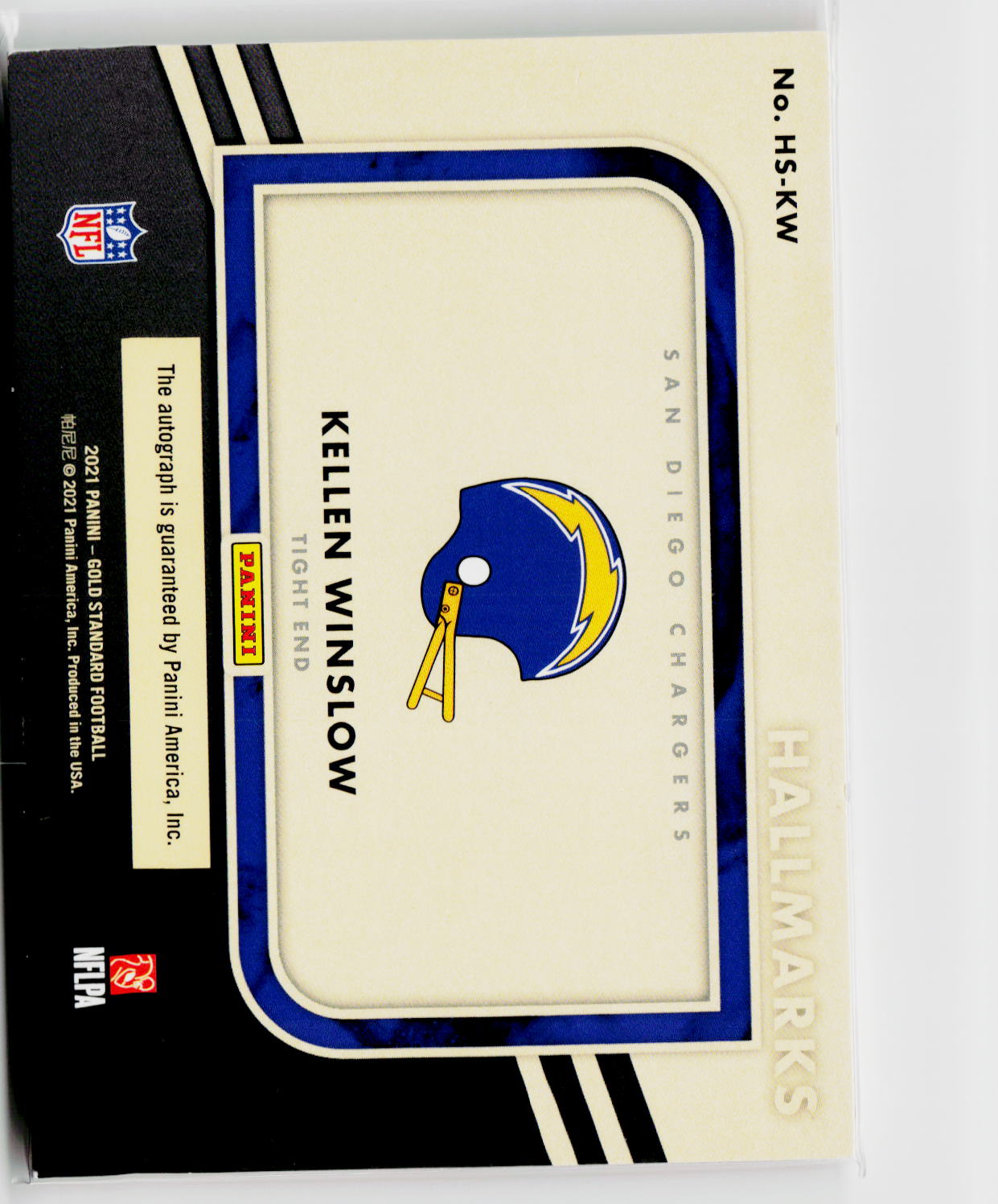 2021 Panini Gold Standard #HS-KW Kellen Winslow Hallmarks Platinum #/25-2