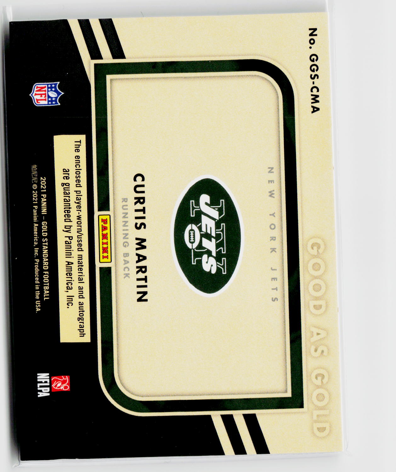 2021 Panini Gold Standard #GGS-CMA Curtis Martin Good as Gold Prime #/25-2
