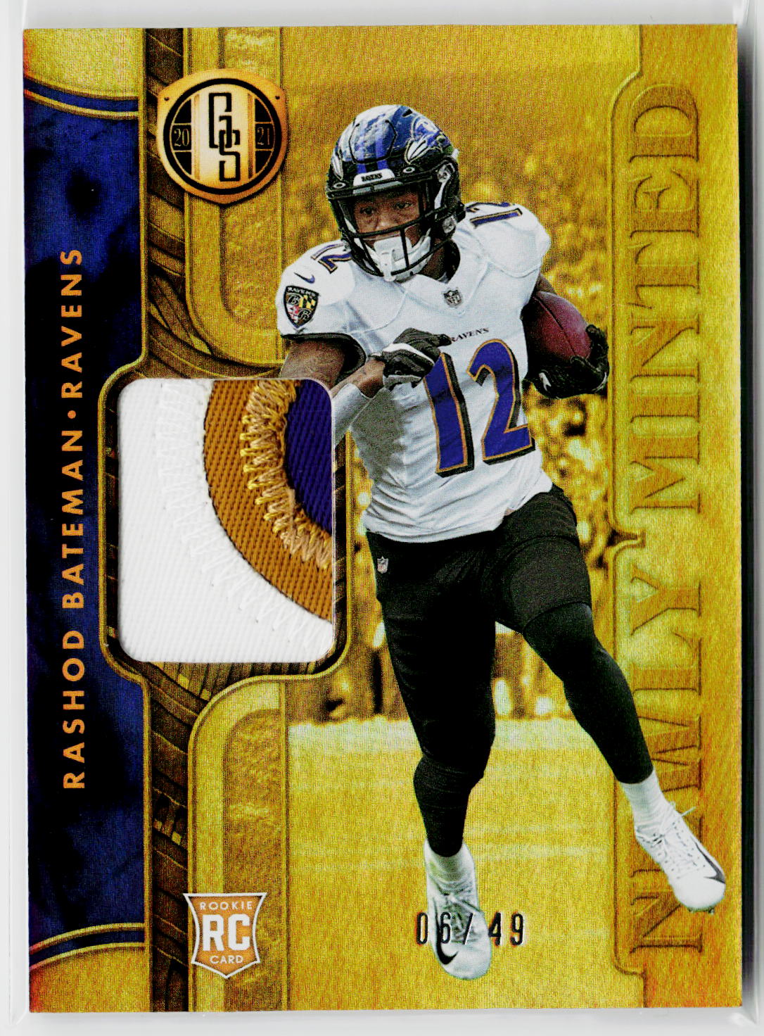 2021 Panini Gold Standard #NMM-RB Rashod Bateman Memorabilia Prime #/49