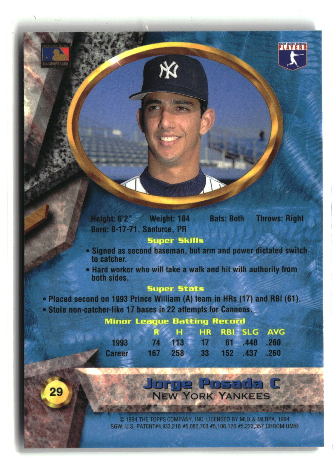 1994 Bowman's Best #29 Jorge Posada-2