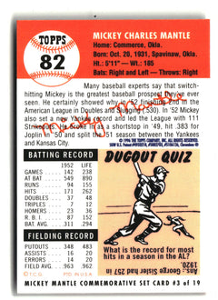 1996 Topps #3 Mickey Mantle Mickey Mantle Commemorative Reprints Finest-8