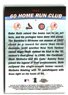 2001 Topps Chrome #TC12 Roger Maris Mark McGwire Sammy Sosa Babe Ruth Refractor-2