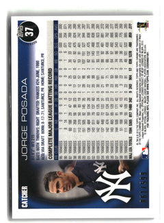 2010 Topps Chrome #37 Jorge Posada Purple Refractors #/599-2