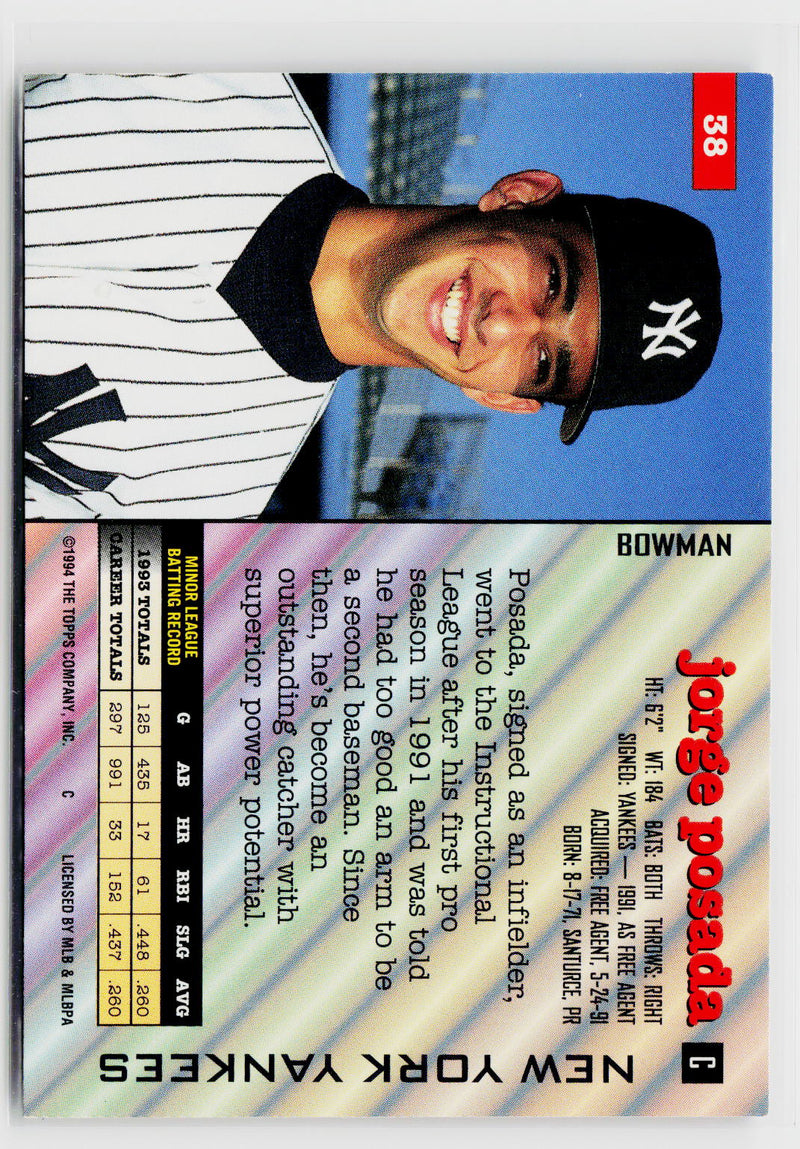 1994 Bowman #38 Jorge Posada-2