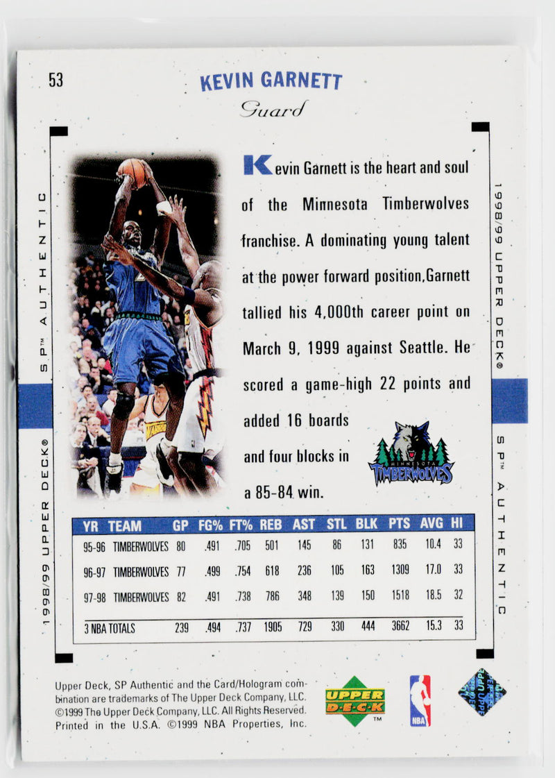 1998-99 SP Authentic #53 Kevin Garnett-2