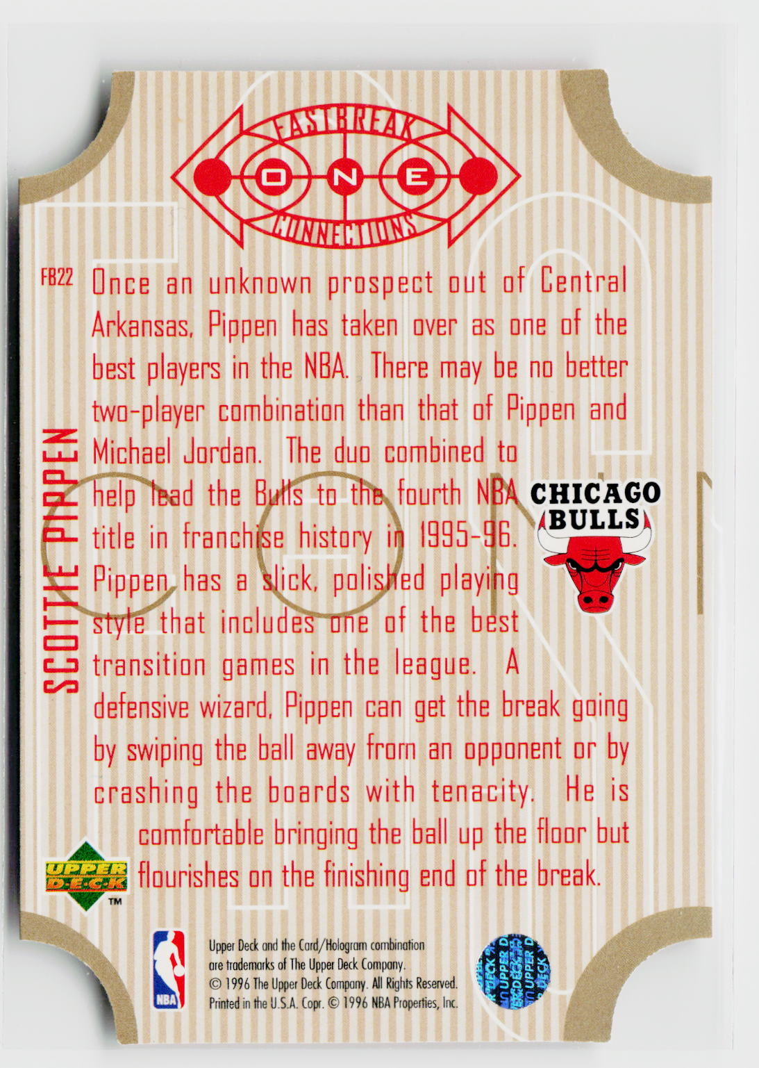 1996-97 Upper Deck #FB22 Scottie Pippen Fast Break Connections-2