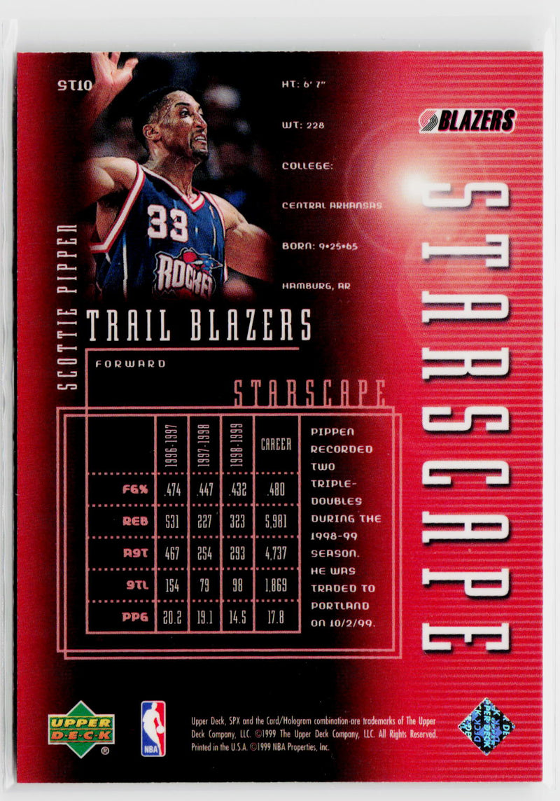 1999-00 SPx #ST10 Scottie Pippen Starscape-2