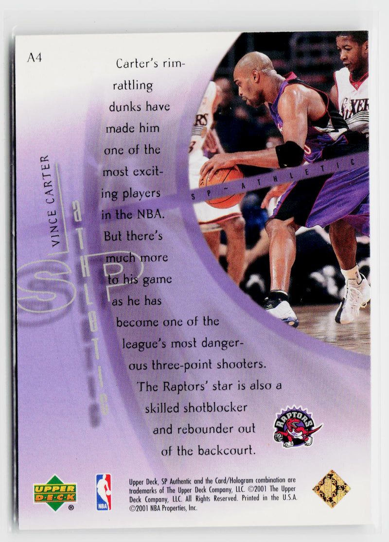 2000-01 SP Authentic #A4 Vince Carter Athletic-2