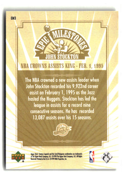 1998-99 Upper Deck Century Legends #EM3 John Stockton Epic Milestones-2