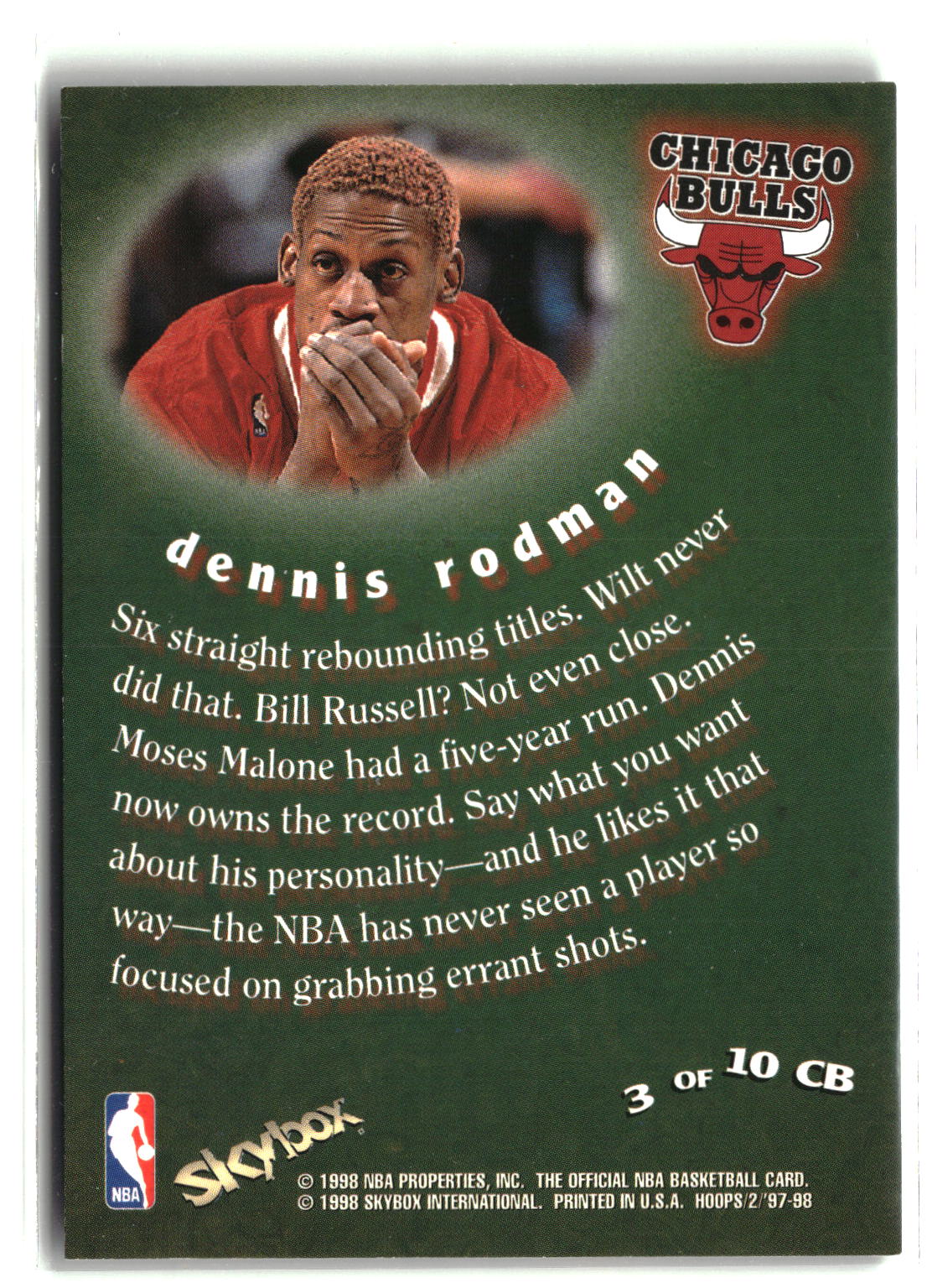 1997-98 Hoops #3 CB Dennis Rodman Chairman of the Boards-2
