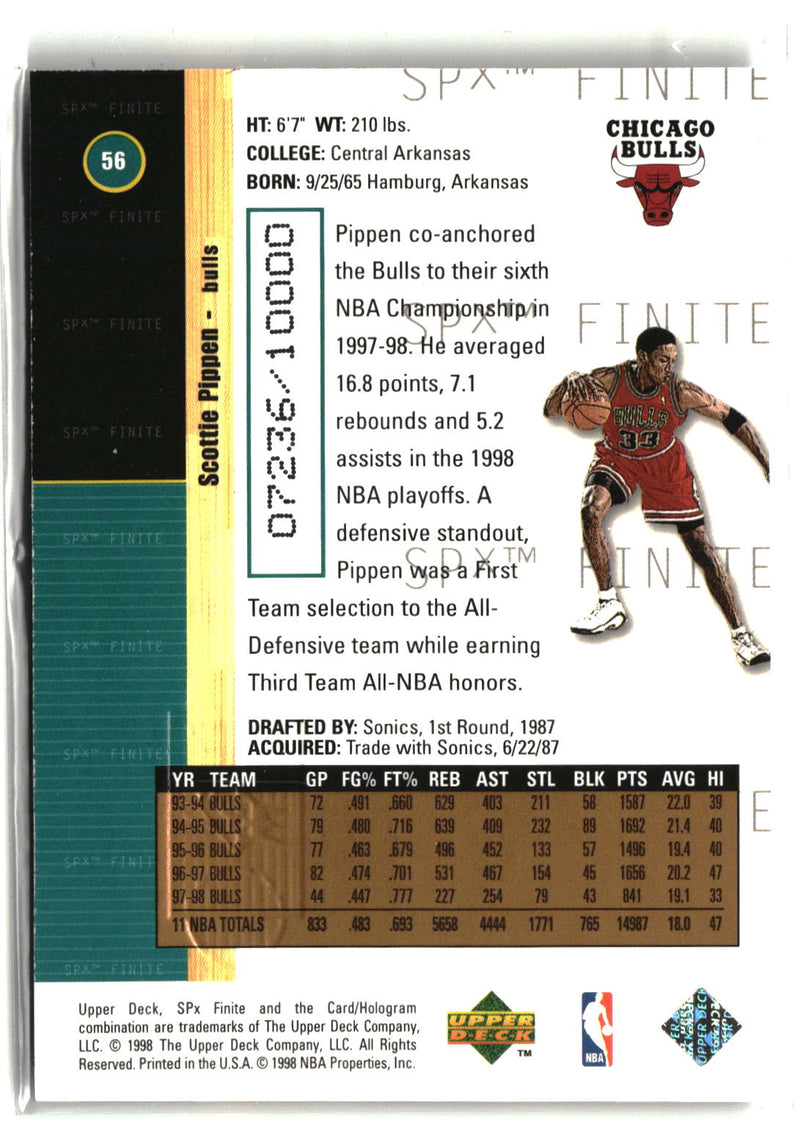 1998-99 SPx Finite #56 Scottie Pippen #/10000-2