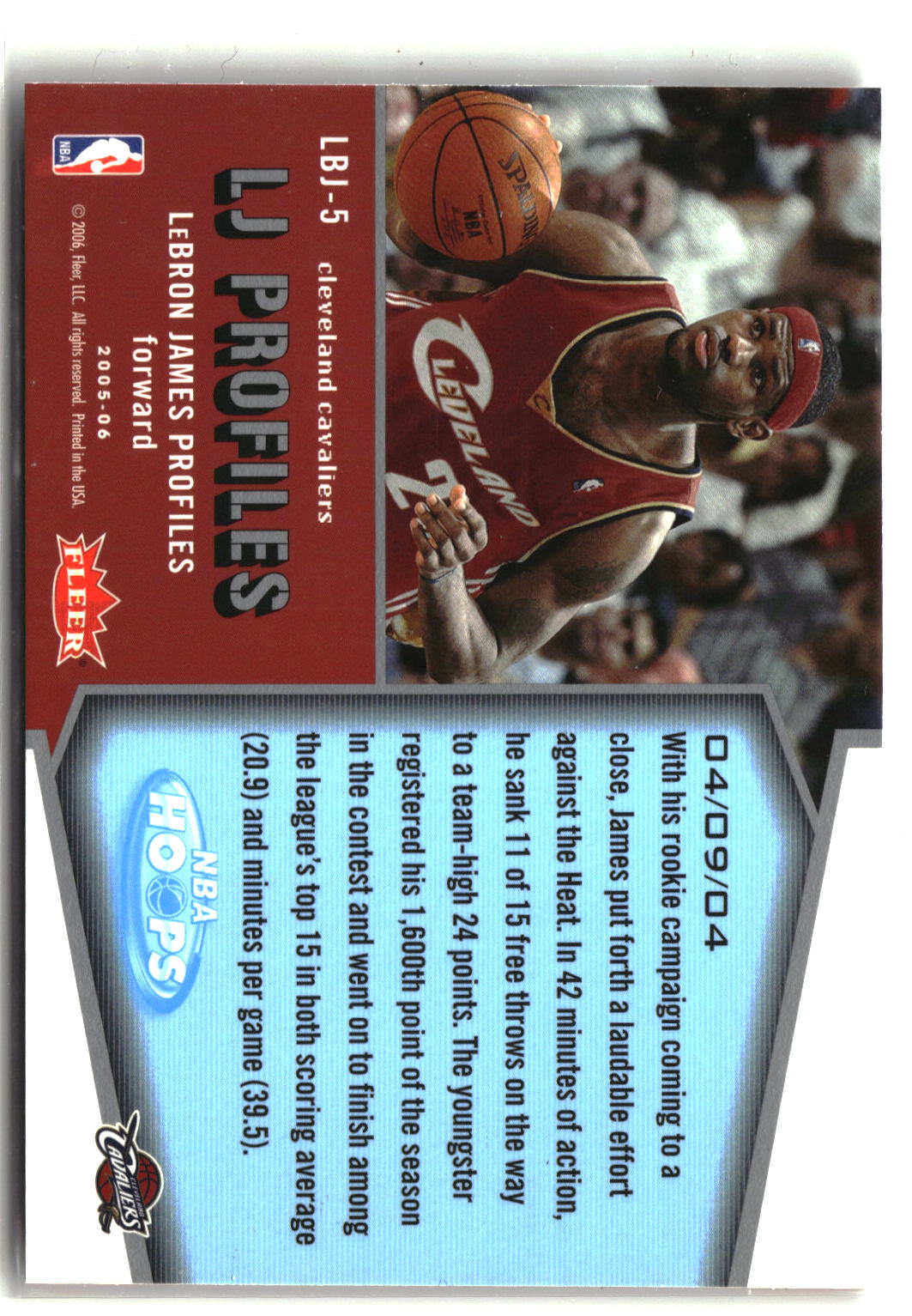 2005-06 Hoops #LBJ-5 LeBron James LJ Profiles-2