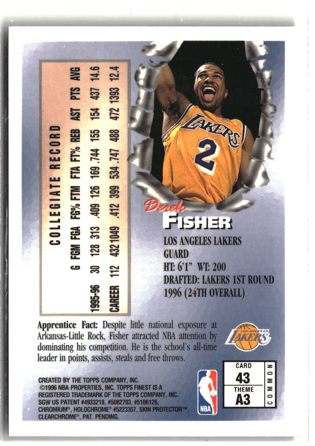 1996-97 Finest #43 Derek Fisher-2
