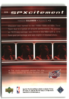 1999-00 SPx #S14 Hakeem Olajuwon SPxcitement-2