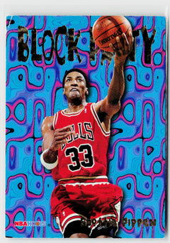 1995-96 Hoops #3 Scottie Pippen Block Party-1