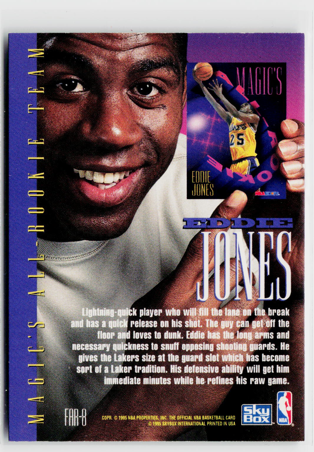1994-95 Hoops #FAR-8 Eddie Jones Magic's All-Rookies Foil-Tech-2