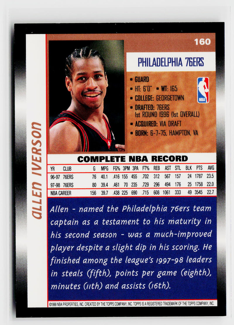 1998-99 Topps #160 Allen Iverson-2