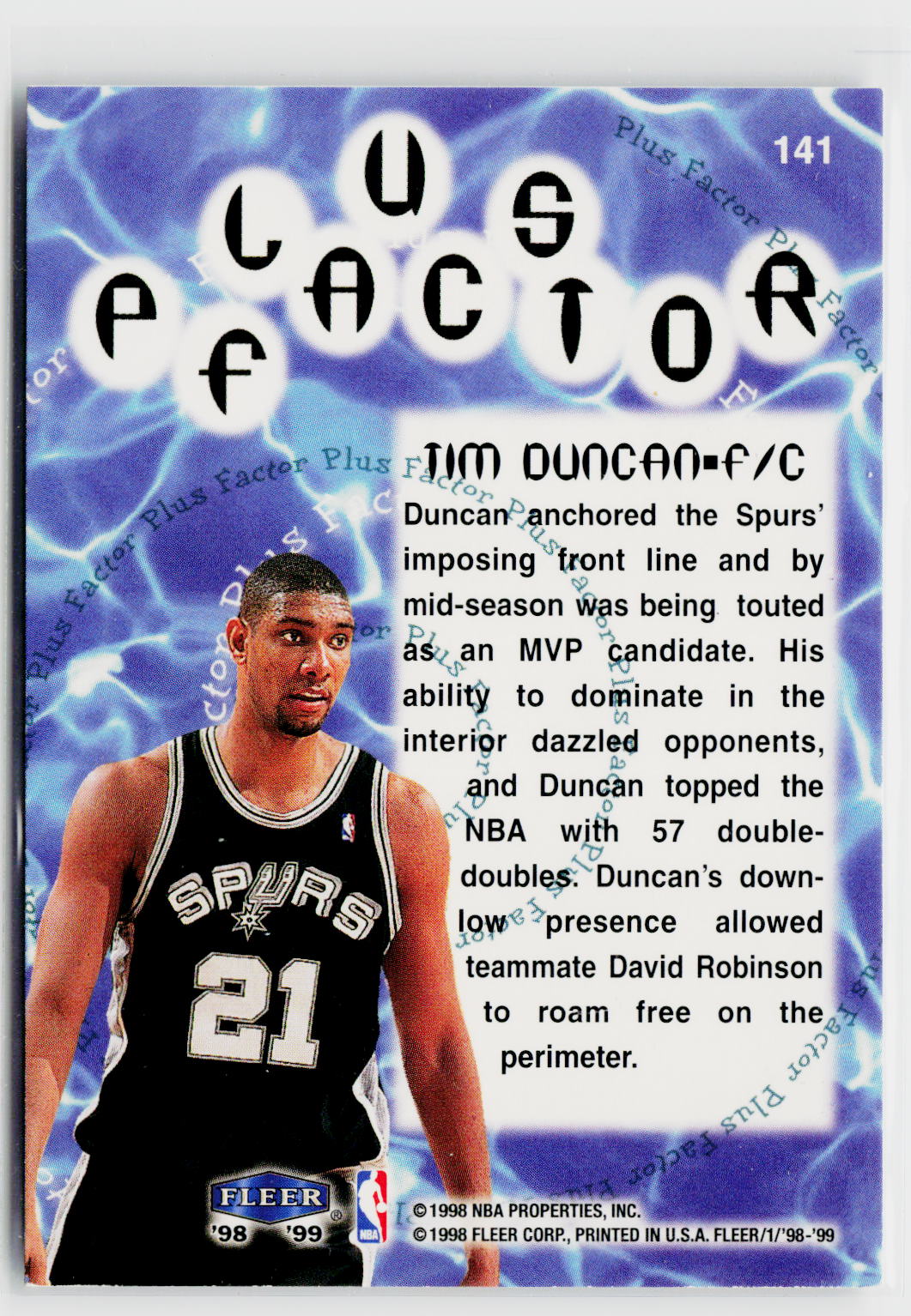 1998-99 Fleer Tradition #141 Tim Duncan-2