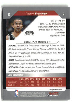 2004-05 Bowman #9 Tony Parker Chrome-2