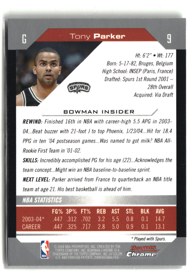 2004-05 Bowman #9 Tony Parker Chrome-2