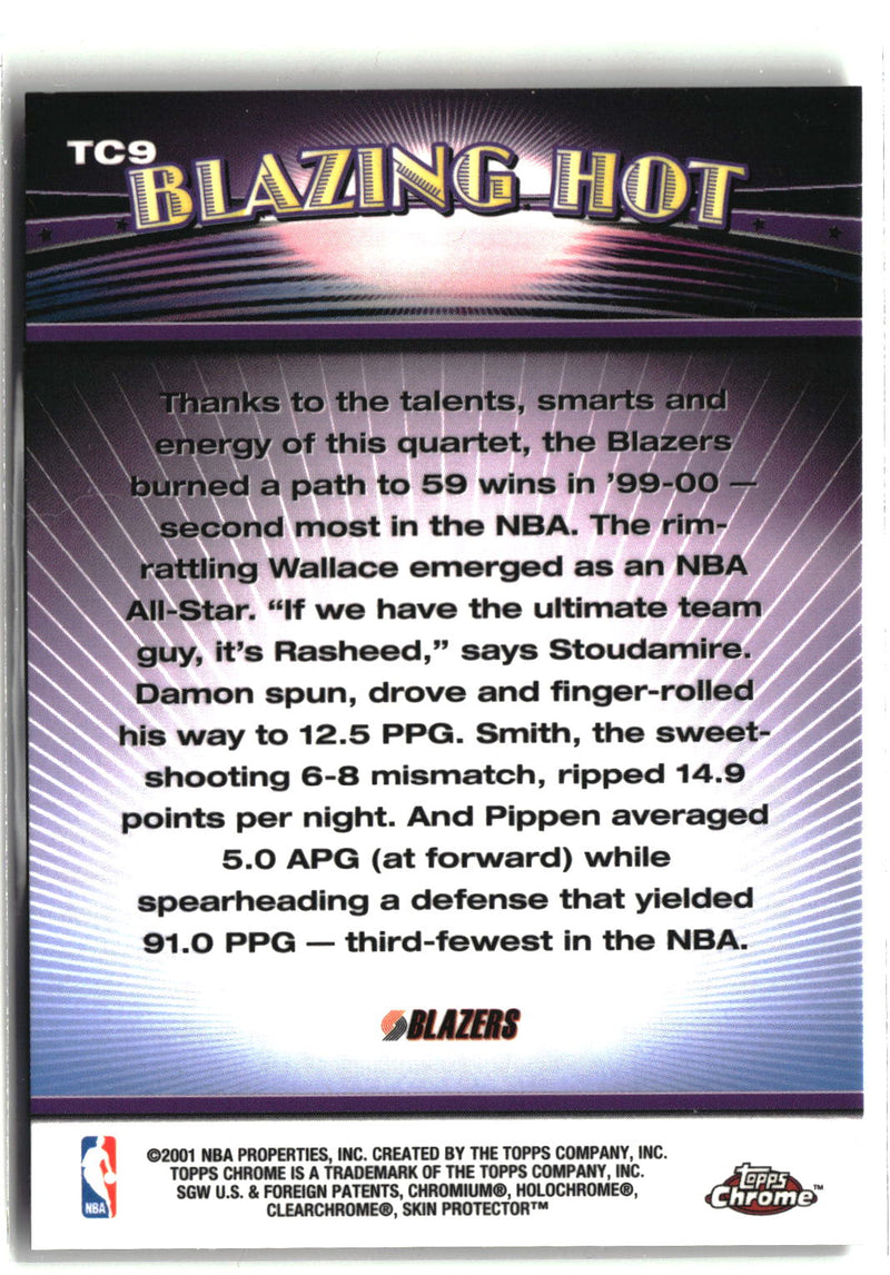 2000 Topps Combos Wallace / Smith / Stoudamire / Pippen #TC9 Blazers-2