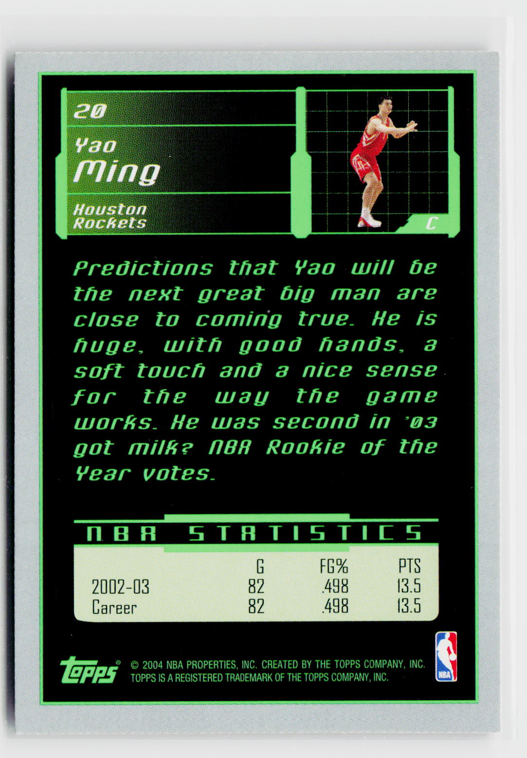 2003-04 Topps Rookie Matrix #20 Yao Ming-4
